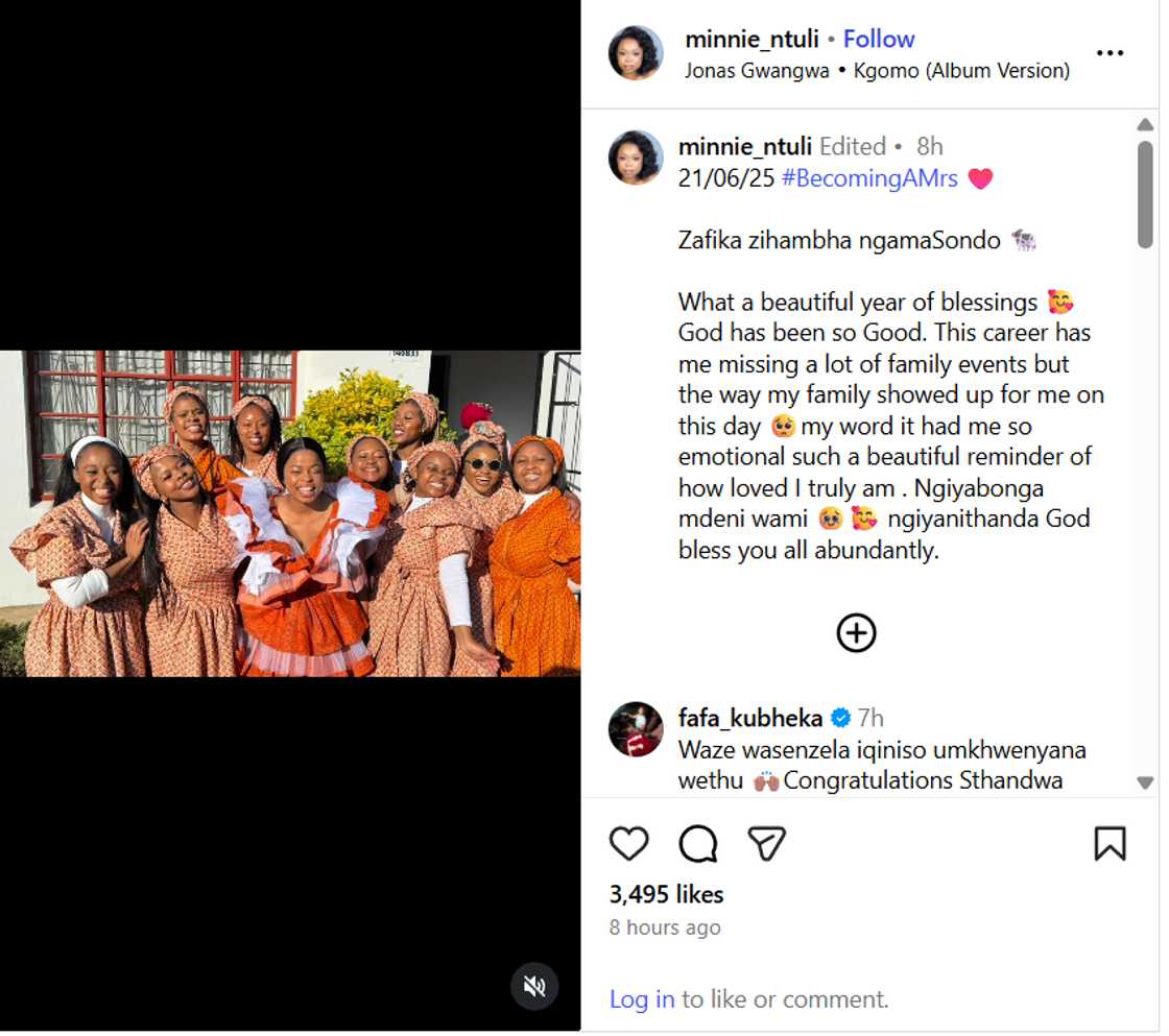 Minnie Ntuli shared a video from her lobola ceremony.