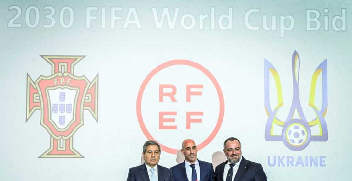 The presidents of the Portuguese, Spanish and Ukrainian football associations announced a joint bid to host the 2030 World Cup The presidents of the Portuguese, Spanish and Ukrainian football associations announced a joint bid to host the 2030 World Cup
