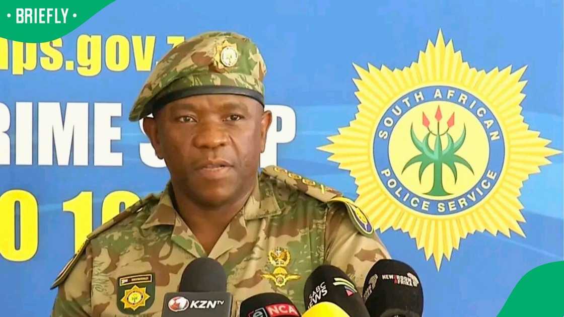 Lieutenant General Nhlanhla Mkhwanazi during his infamous press briefing