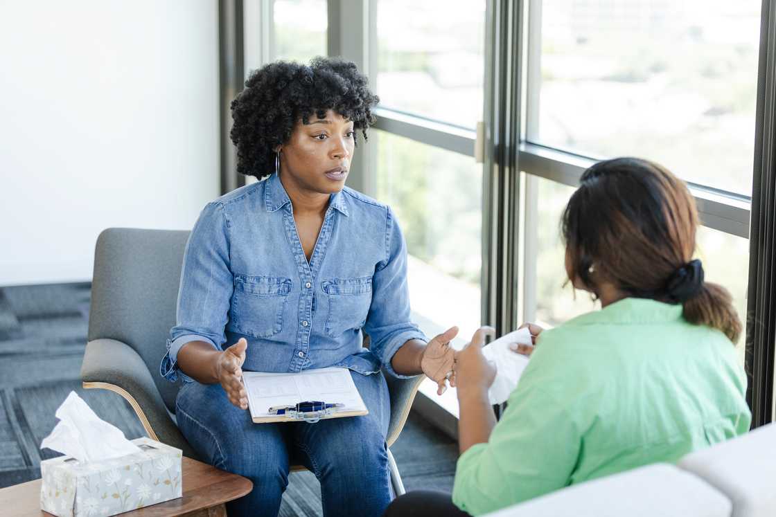 A woman and her therapist during a session