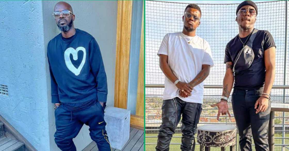 DJ Black Coffee dances with Black Motion on stage