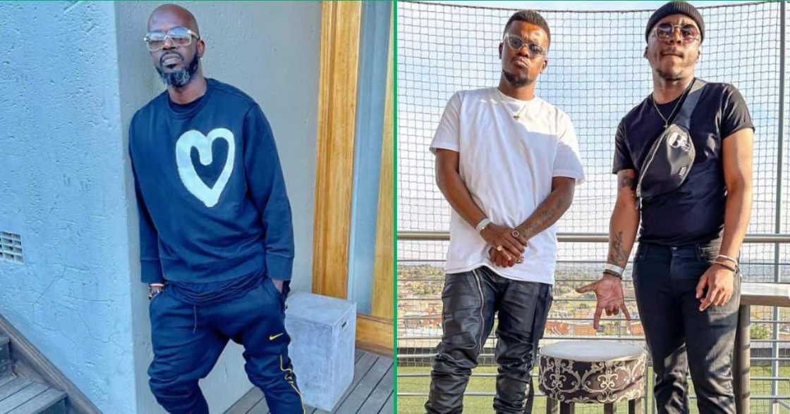 DJ Black Coffee dances with Black Motion on stage DJ Black Coffee dances with Black Motion on stage