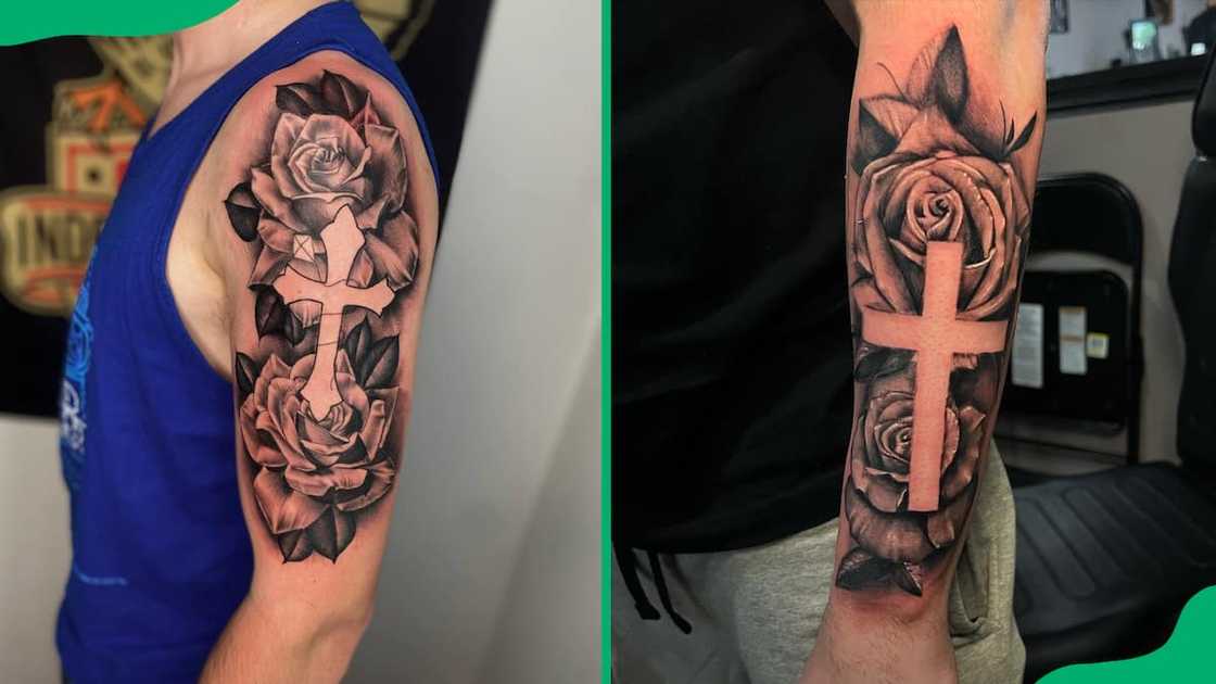 Cross with roses tattoos Cross with roses tattoos