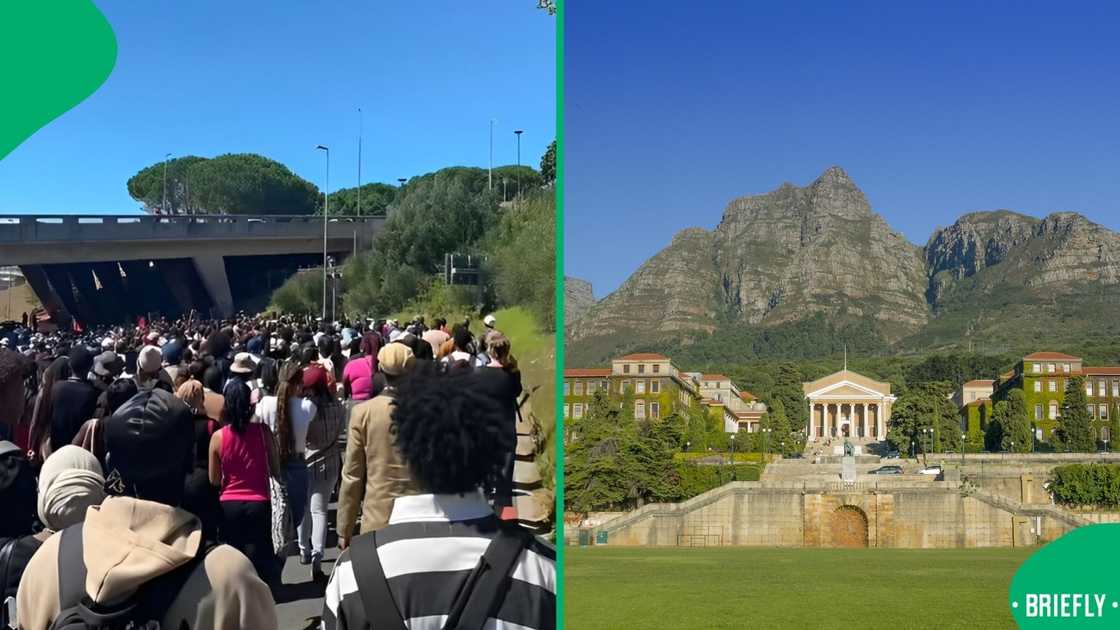 UCT students protested on campus.