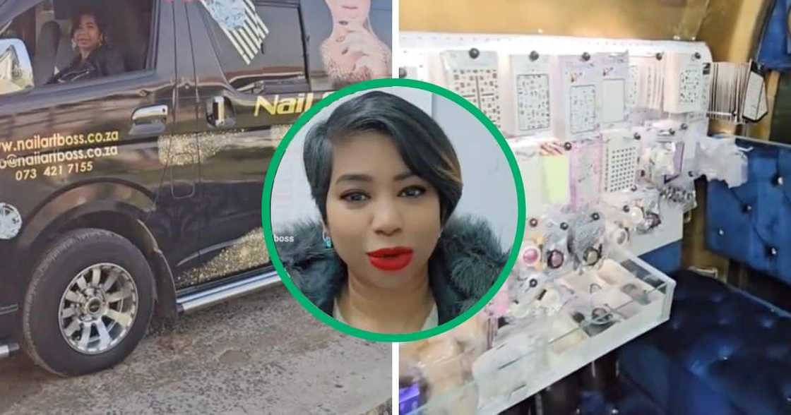 Young lady launches takes her business to the road. Young lady launches takes her business to the road.