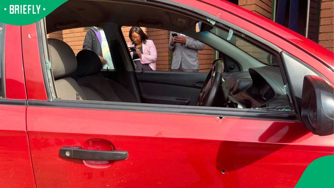 Brown Mogotsi's vehicle had numerous bullet holes in it