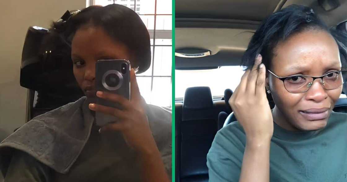 A woman showed of a hairstyle she wanted vs what she got in a TikTok video. A woman showed of a hairstyle she wanted vs what she got in a TikTok video.