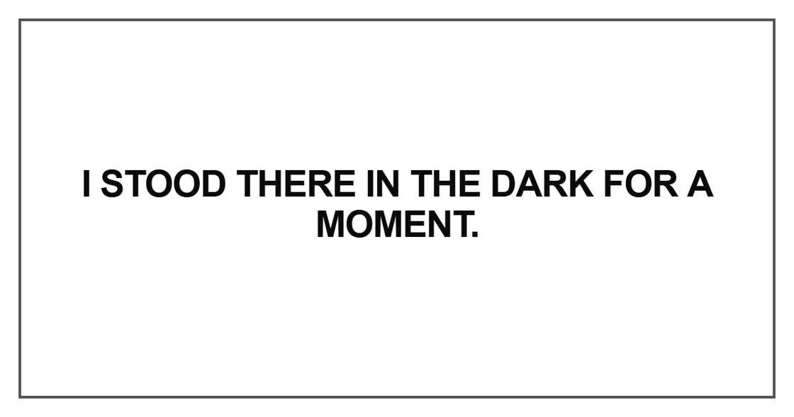 I stood there in the dark for a moment