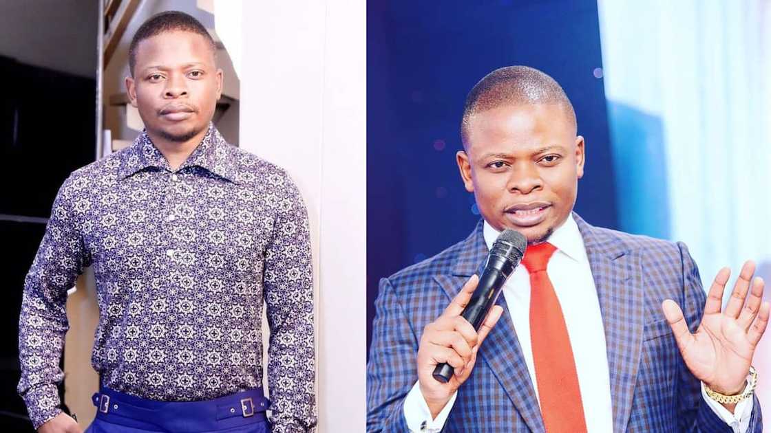 Shepherd Bushiri in a floral shirt and checkered suit Shepherd Bushiri in a floral shirt and checkered suit