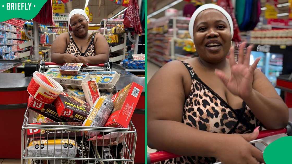 A woman participated in a trolley dash.