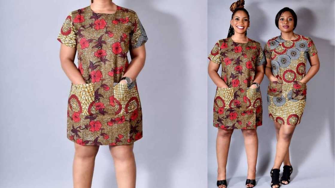 Chisom shift gown with rounded neckline and short sleeves Chisom shift gown with rounded neckline and short sleeves