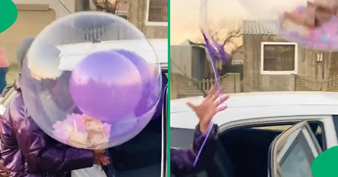 Balloon filled with money floats away after it was removed from a car.