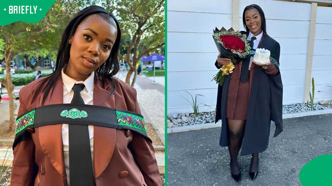 A woman graduated cum laude. A woman graduated cum laude.