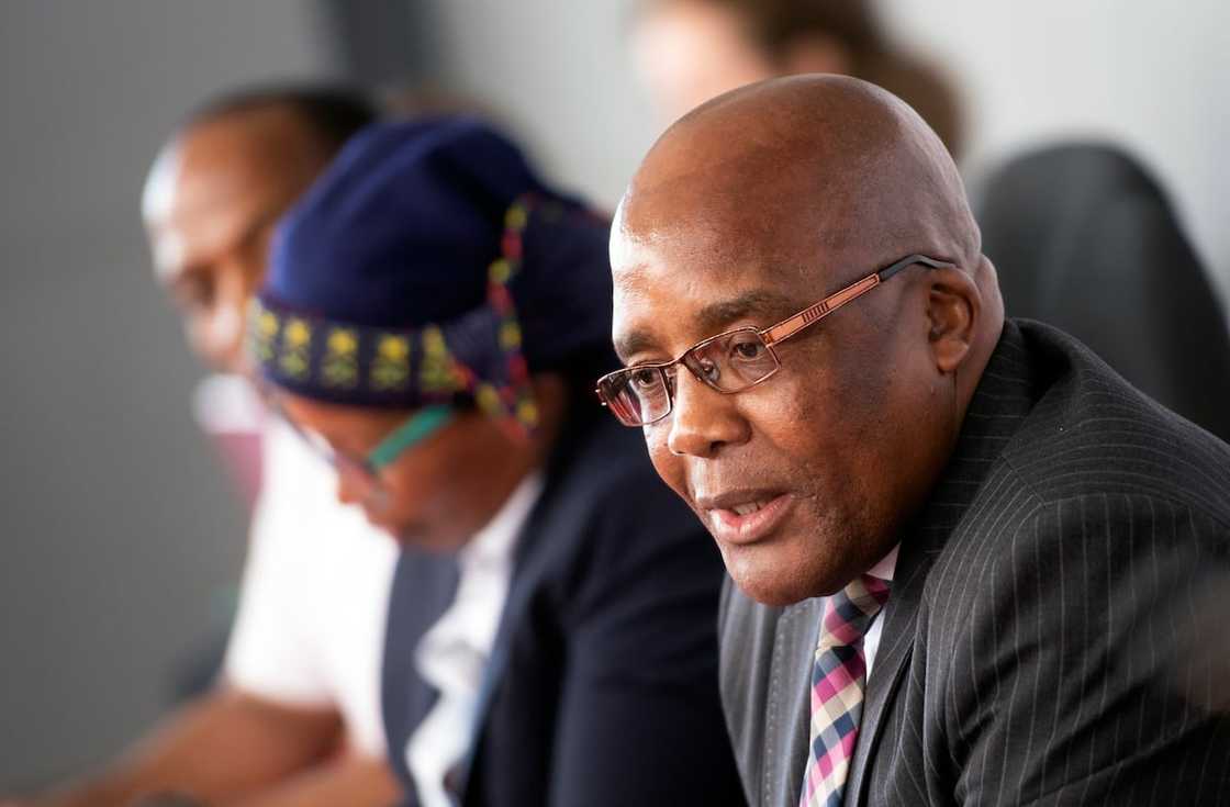 Home Affairs Minister Aaron Motsoaledi at a press briefing. Home Affairs Minister Aaron Motsoaledi at a press briefing.