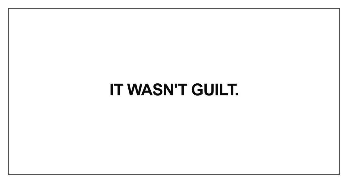 It wasn't guilt.