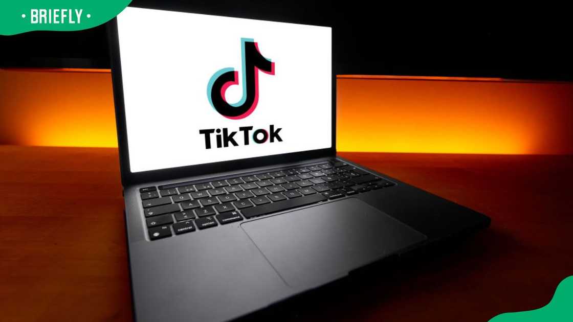 The TikTok logo on a MacBook