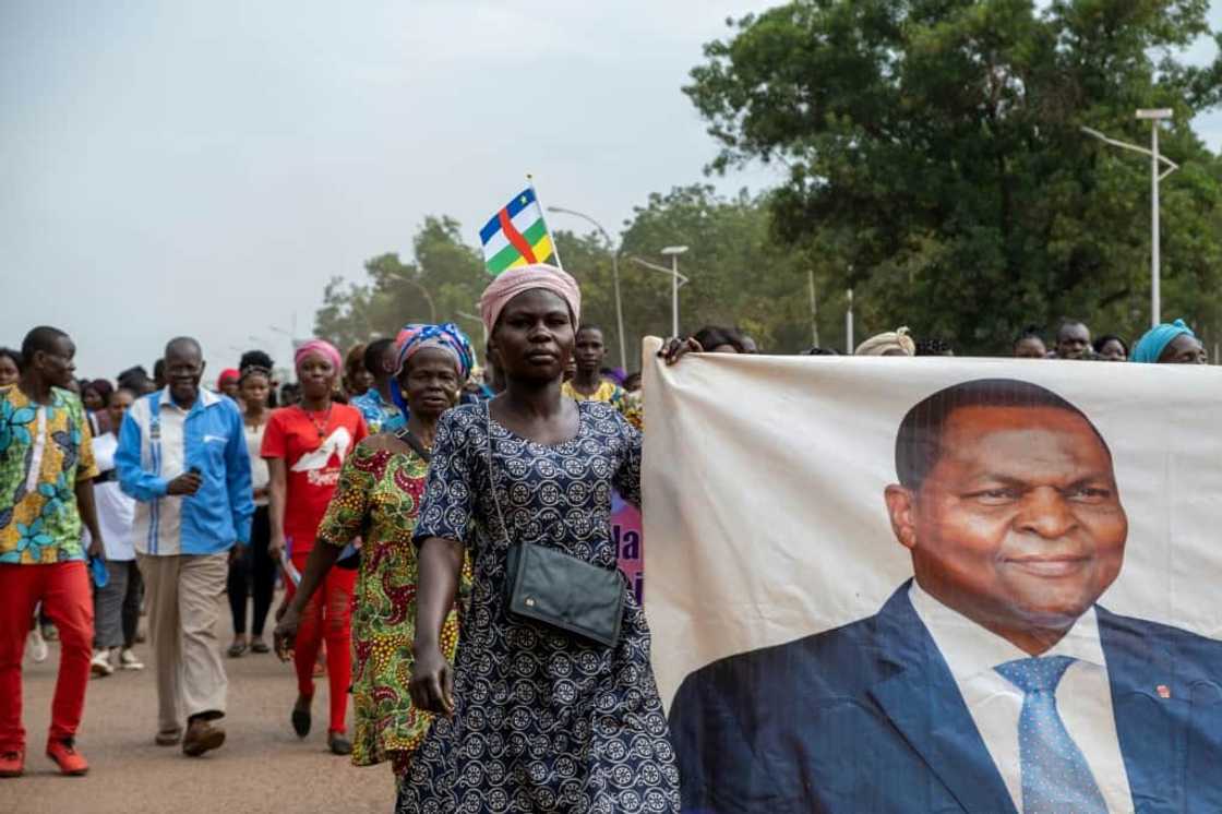 Touadera supporters marched in August to demand constitutional changes enabling him to run for a third term Touadera supporters marched in August to demand constitutional changes enabling him to run for a third term