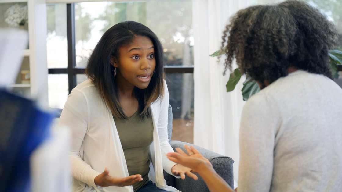 Mother and daughter in a heated conversation