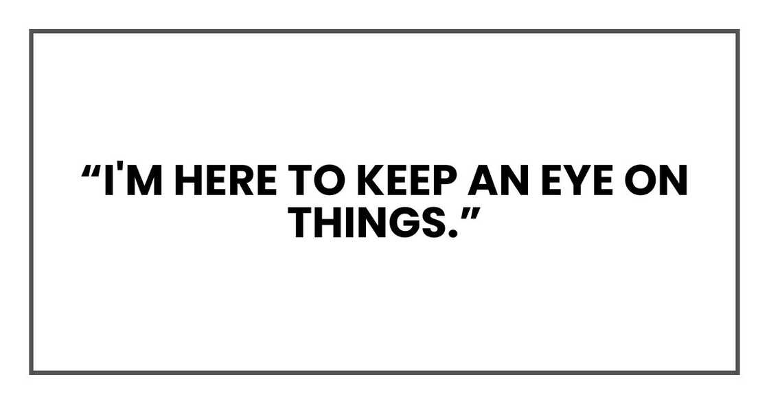 "I'm here to keep an eye on things.