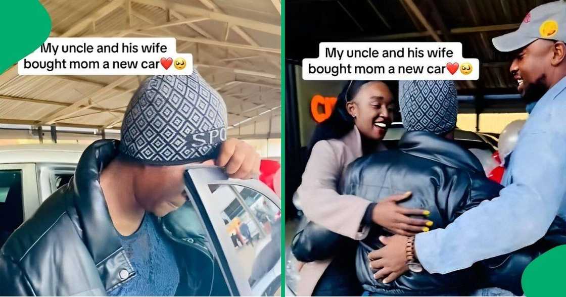 A woman got emotional after her family members bought her a new car. A woman got emotional after her family members bought her a new car.