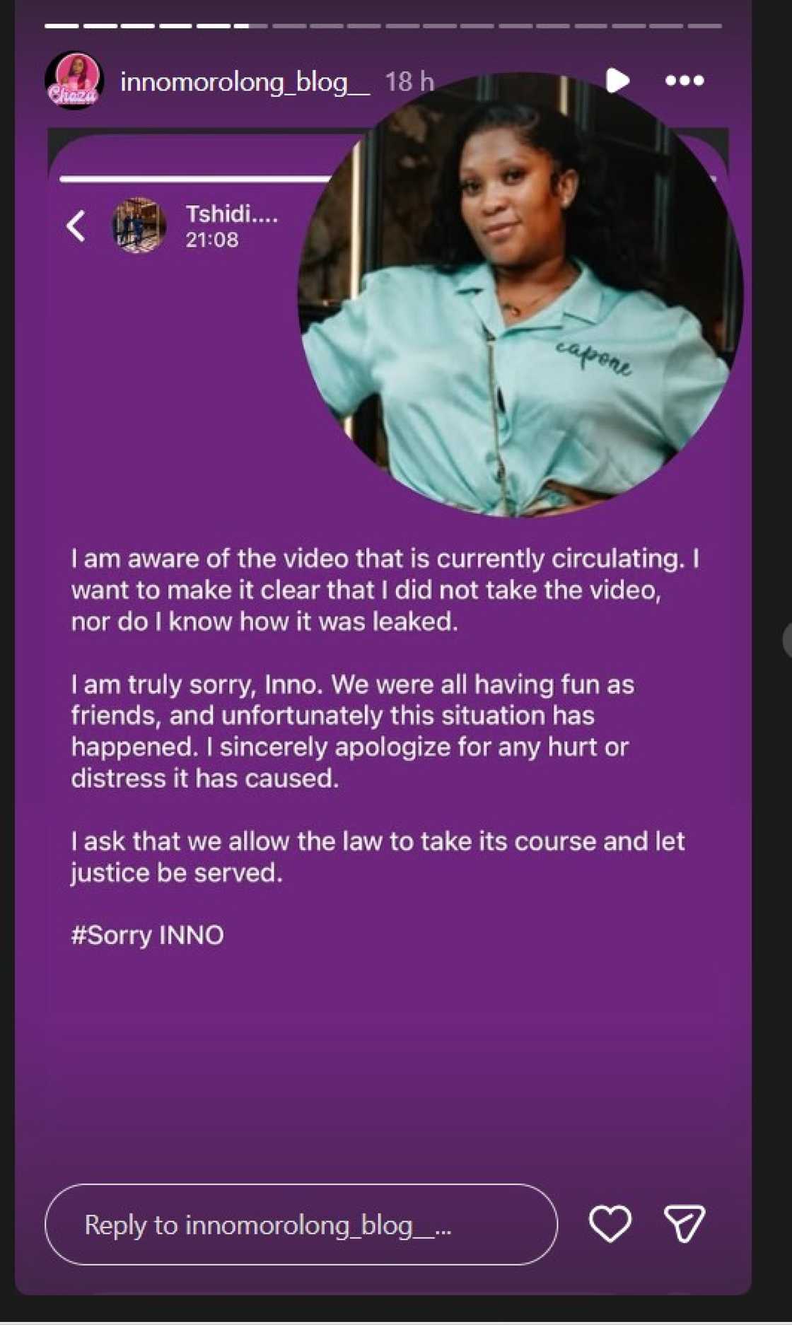 Inno Morolong's friend Matome addressed leaked video Inno Morolong's friend Matome addressed leaked video