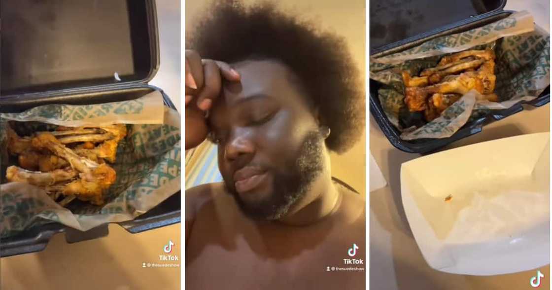 A gent from the United States was stunned when he received bones from a Door Dash driver who ate his delivery. A gent from the United States was stunned when he received bones from a Door Dash driver who ate his delivery.