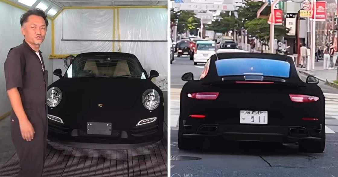 black car, porsche 911, musou black black car, porsche 911, musou black