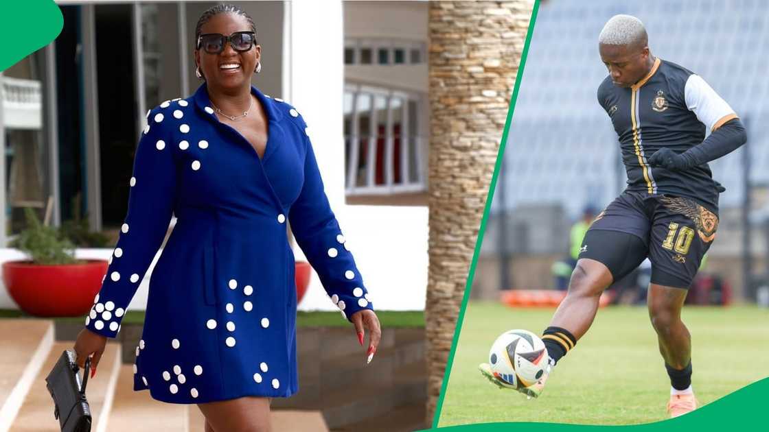 Royal AM boss Shauwn Mkhize and her son Andile Mpisane were seen handing out physical cash to players.