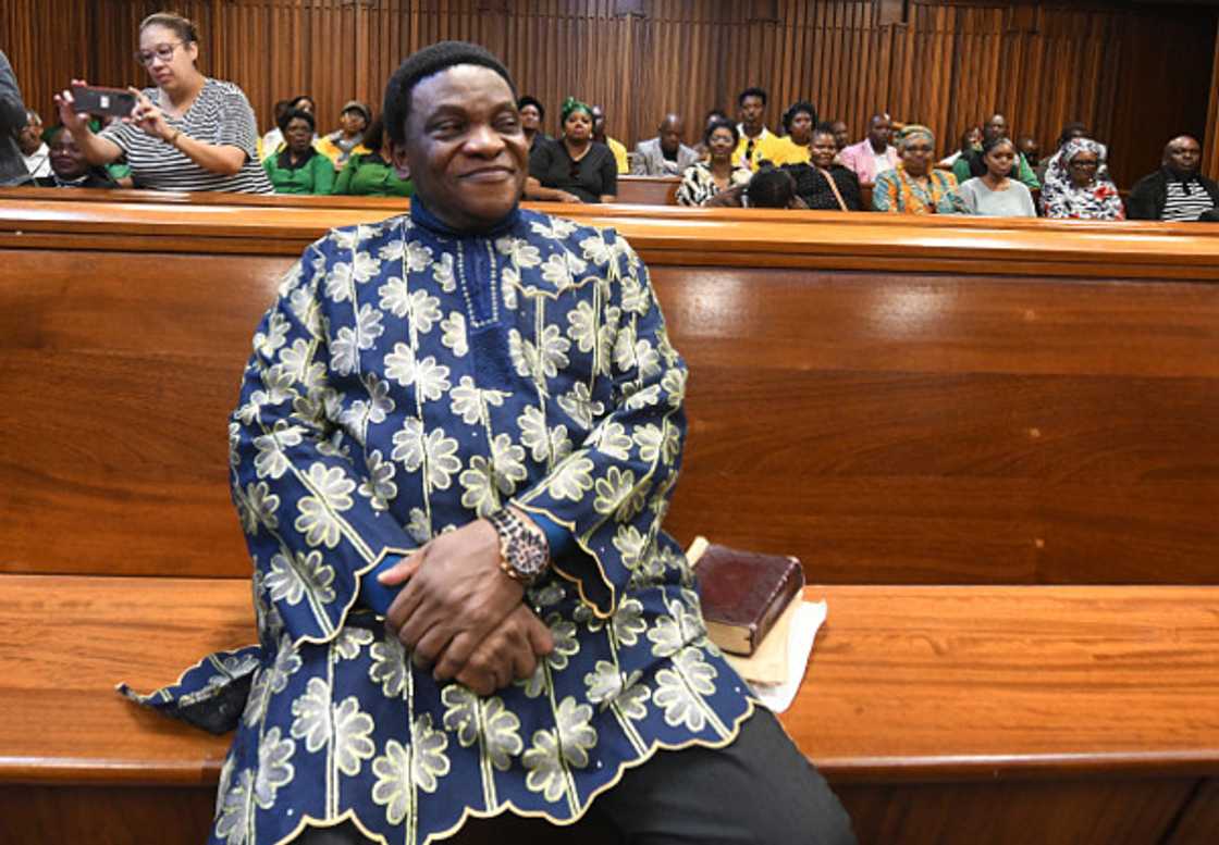 Women in South Africa kneeling for Nigerian pastor Timothy Omotoso sparked a debate online. Women in South Africa kneeling for Nigerian pastor Timothy Omotoso sparked a debate online.