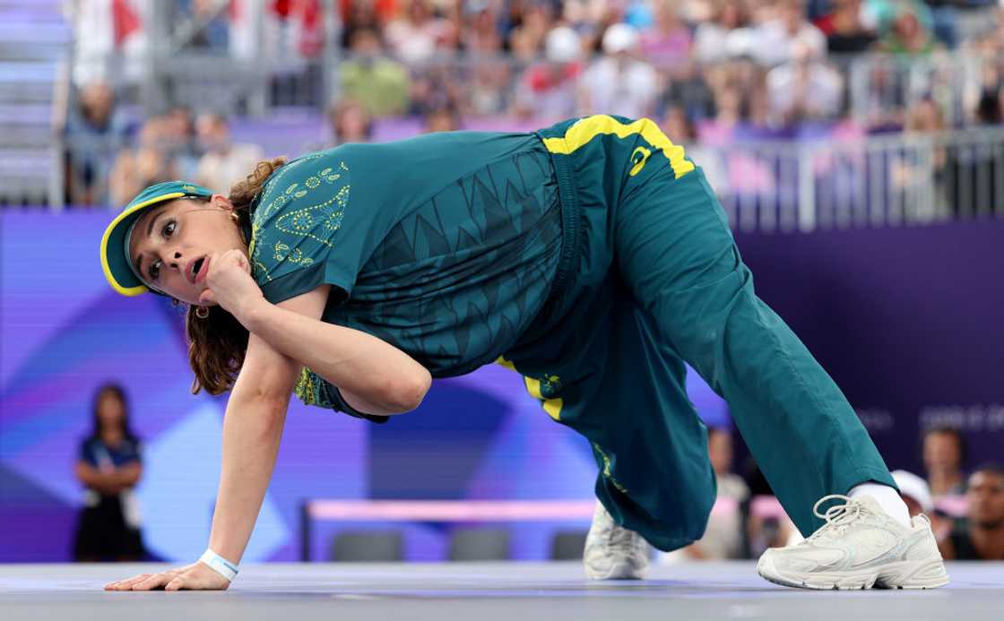 B-Girl Raygun of Team Australia competes during the 2024 Summer Olympics. B-Girl Raygun of Team Australia competes during the 2024 Summer Olympics.