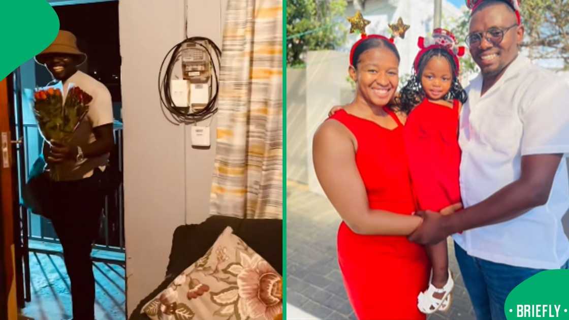 The visual on the right showed the young family of 3 The visual on the right showed the young family of 3