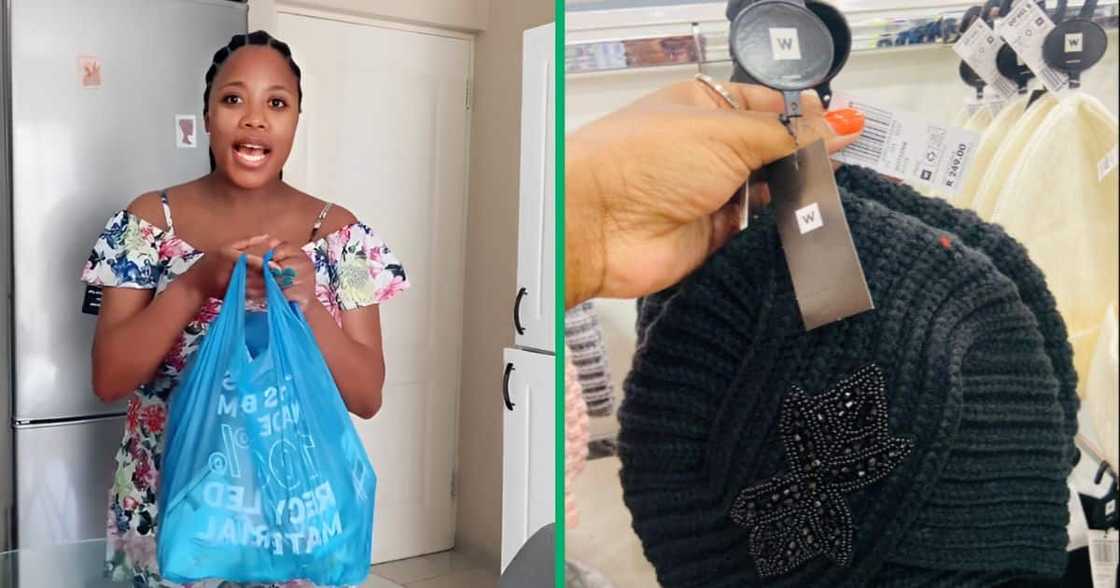 A woman posted a video comparing two beanies, one from PEP and one from Woolworths A woman posted a video comparing two beanies, one from PEP and one from Woolworths