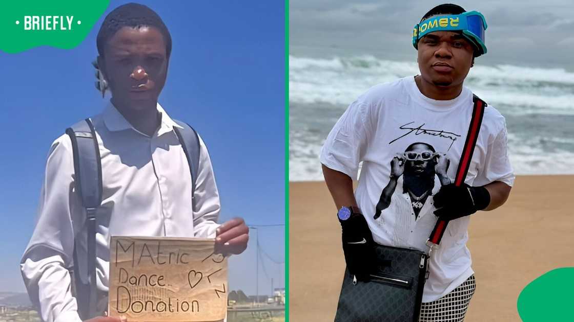 A man helped a learner with his matric dance preparations.