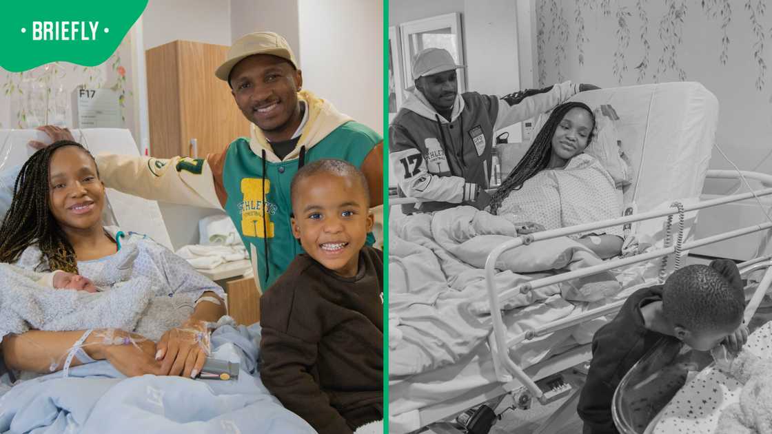 Psyfo Ngwenya and his wife Aamirah, their son and their new baby boy