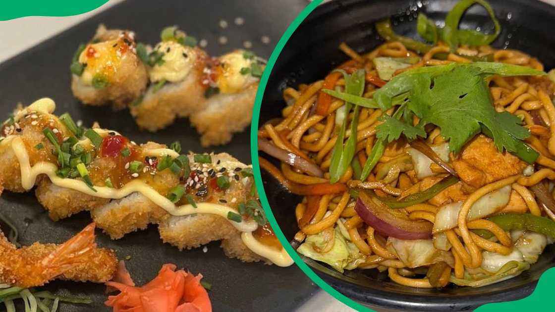 The crunch platter (L). Nuri Sushi's sizzling stir-fry (R)