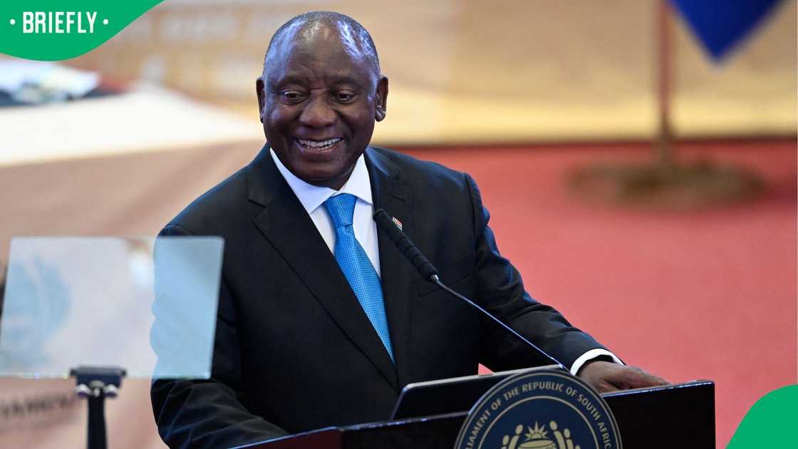 President Cyril Ramaphosa smiles before commencing the State of the Nation (SONA) address in Cape Town