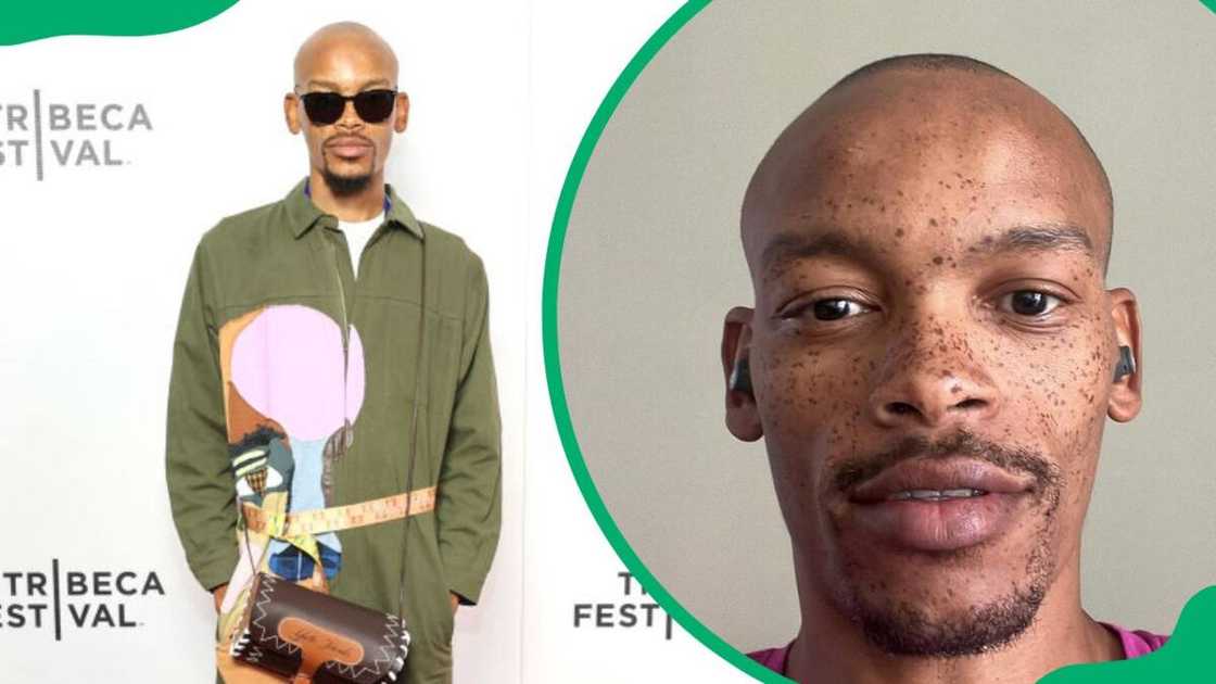 Baloyi during the 2023 Tribeca Festival (L). The entrepreneur rocking some earpods (R)