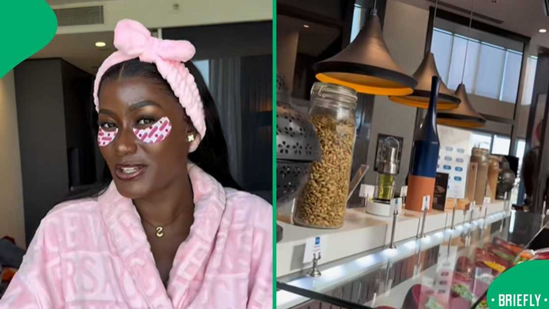 Sanele Baloyi on the right showed the breakfast at the hotel Sanele Baloyi on the right showed the breakfast at the hotel