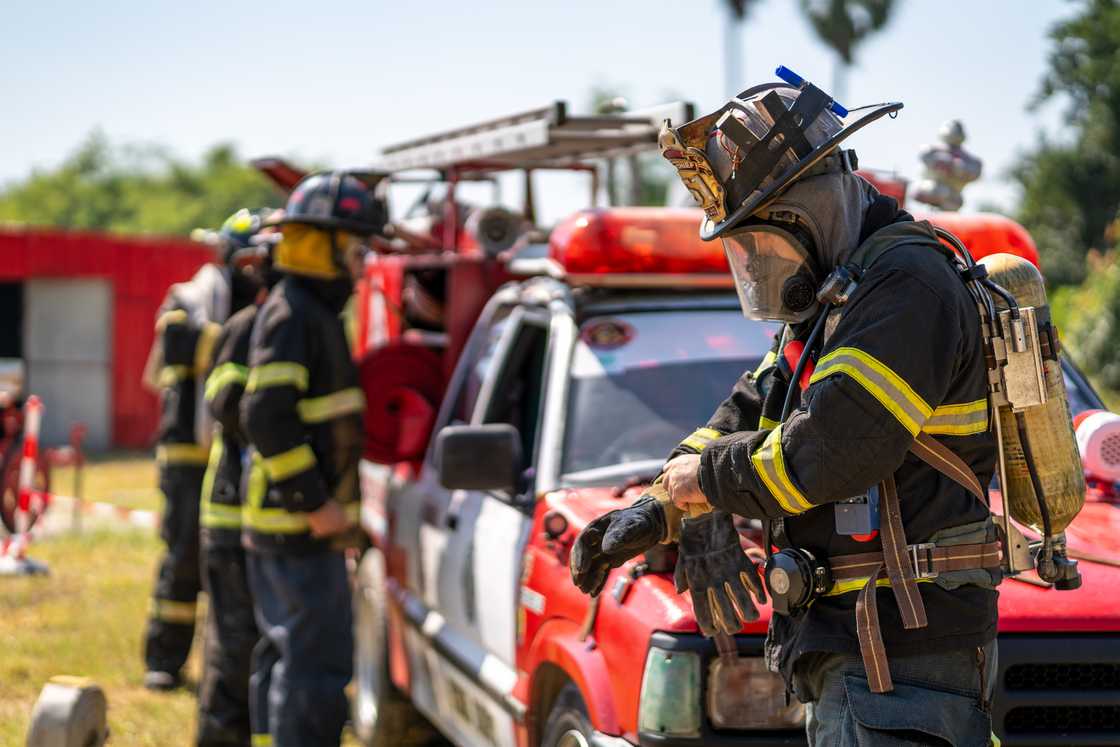 A stock image of a group of firefighters A stock image of a group of firefighters
