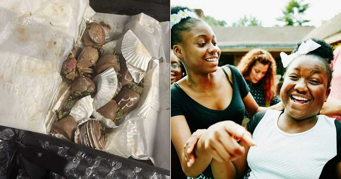 Spoilt chocolates, girls laughing Spoilt chocolates, girls laughing