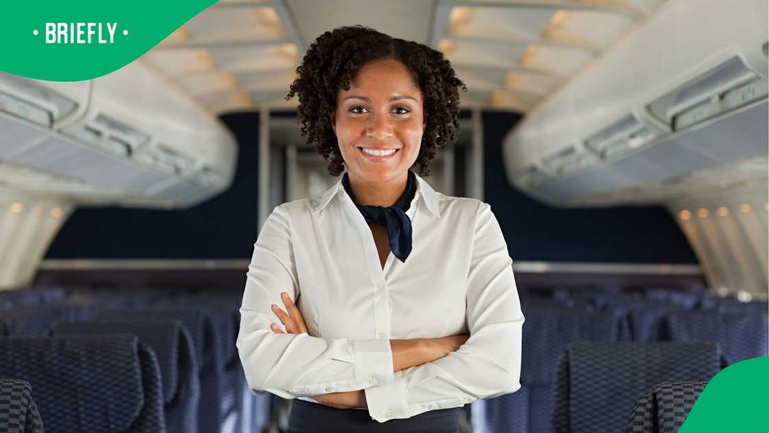 A stock picture of a flight attendant