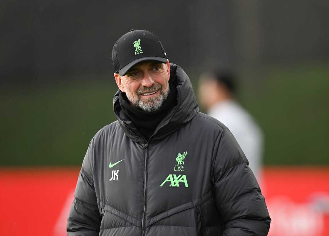 Jurgen Klopp manager of Liverpool during a training session at AXA Training Centre Jurgen Klopp manager of Liverpool during a training session at AXA Training Centre