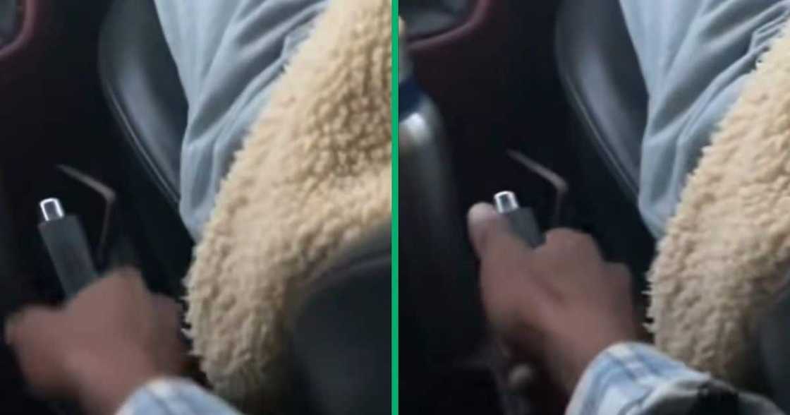 A man pulled the handbrake A man pulled the handbrake
