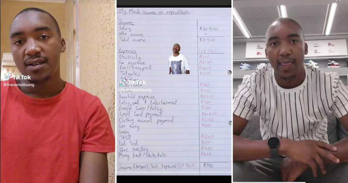 TikTok user @fransmotloung did this so he could see where his money was going and manage it better TikTok user @fransmotloung did this so he could see where his money was going and manage it better