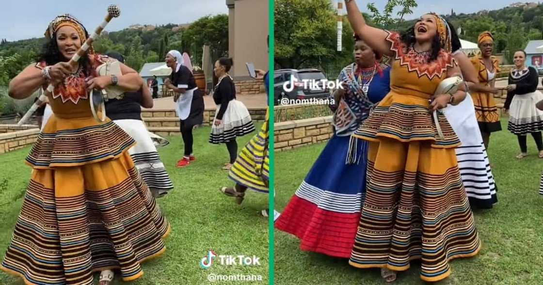 Woman wore a Xhosa traditional dress Woman wore a Xhosa traditional dress