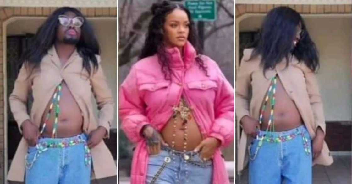 Rihanna pregnancy reveal, man recreates Rihanna's pics, viral images, trending news