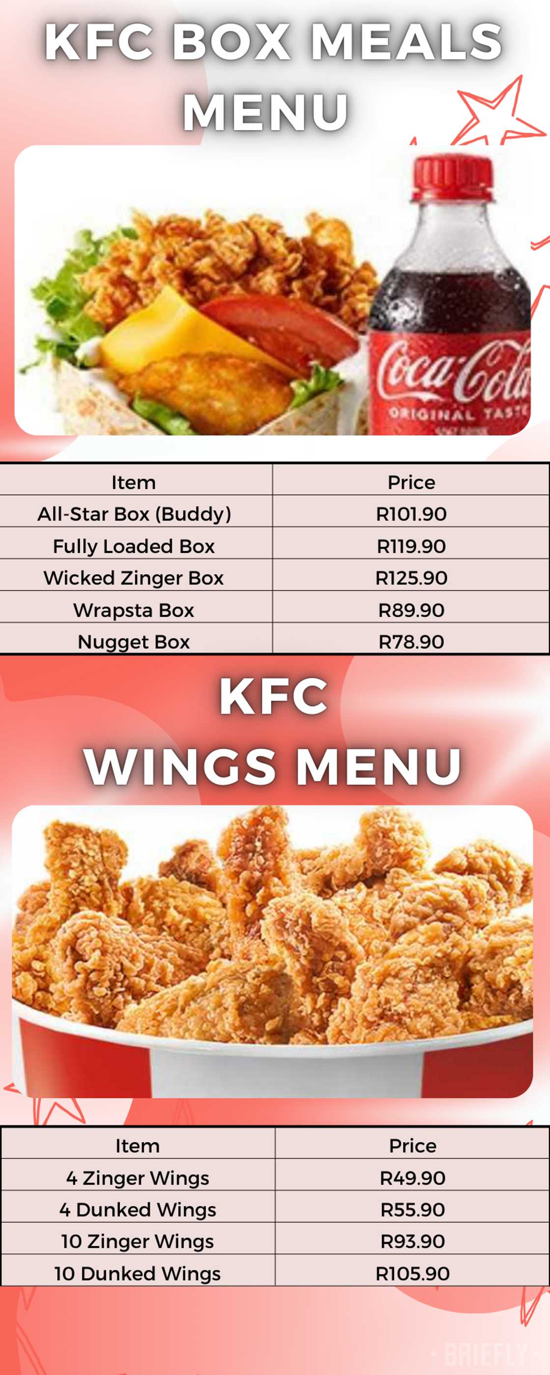 KFC menu and latest updated prices in South Africa KFC menu and latest updated prices in South Africa