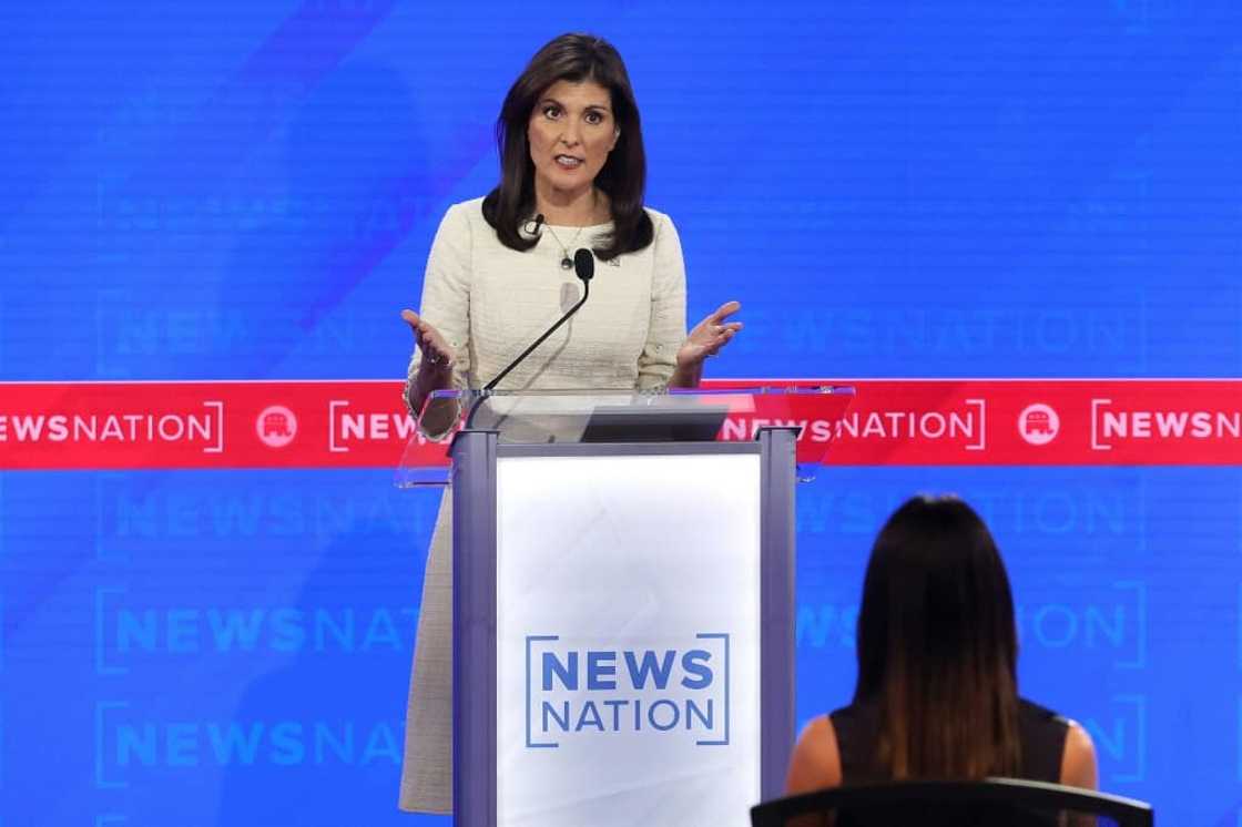 Republican presidential candidate Nikki Haley  at the Republican presidential primary in Tuscaloosa, Alabama in December 2023 Republican presidential candidate Nikki Haley  at the Republican presidential primary in Tuscaloosa, Alabama in December 2023