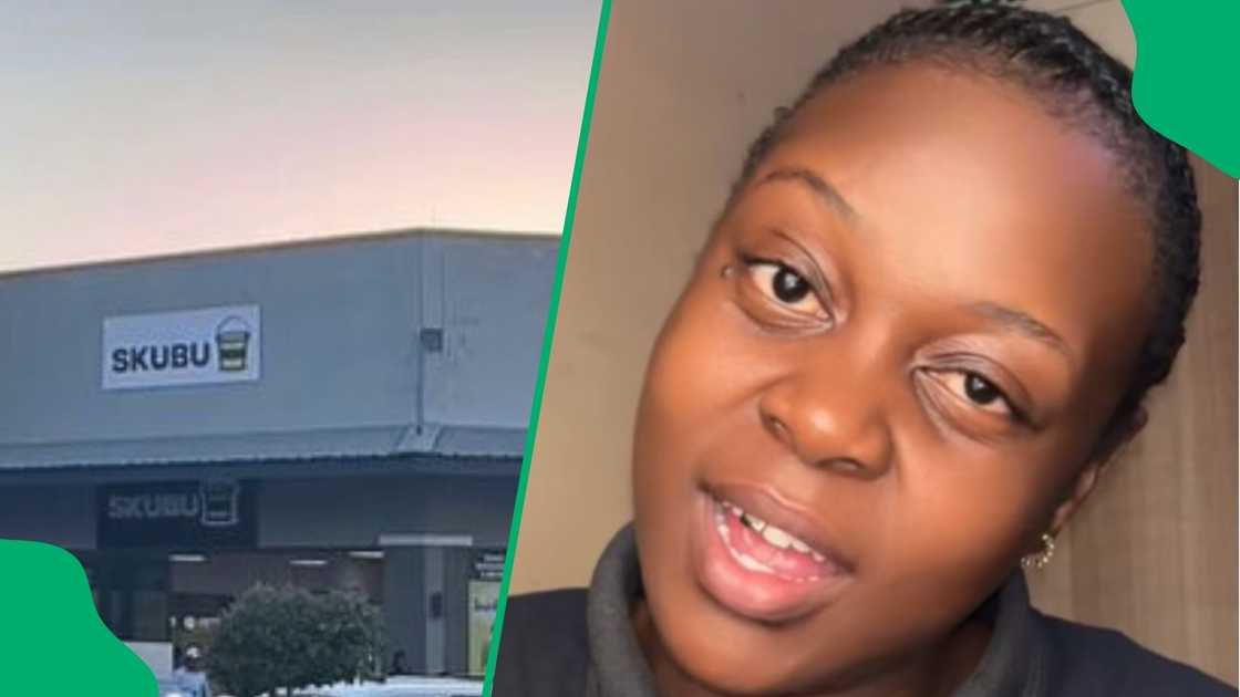 Woman shows Johannesburg township store for refills