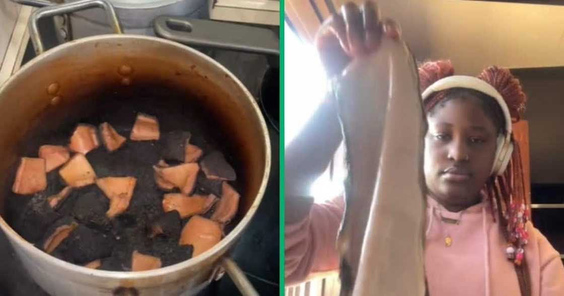 TikTok shows woman cooking tripe and burning it